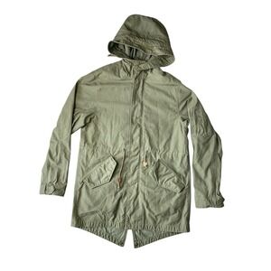 Alpha Industries Military Fishtail Parka Green Jacket M-65 hooded utility Men XL